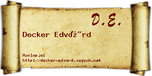 Decker Edvárd névjegykártya